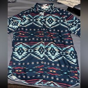 Mens H&M Label of Graded Goods Aztec Pattern Collar Shirt Size Large